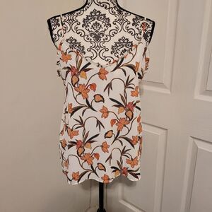 Loft orange floral ruffled cami‎